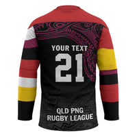 Queensland Papua New Guinea Custom Hockey Jersey All Black Pacific PNG Tribal Style LT9 - Polynesian Pride