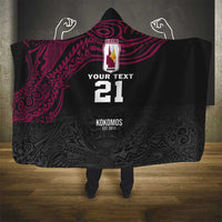 Queensland Papua New Guinea Custom Hooded Blanket All Black Pacific PNG Tribal Style LT9 - Polynesian Pride