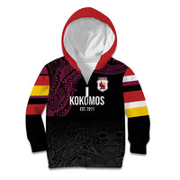 Queensland Papua New Guinea Custom Kid Hoodie All Black Pacific PNG Tribal Style LT9 Zip Hoodie Black - Polynesian Pride