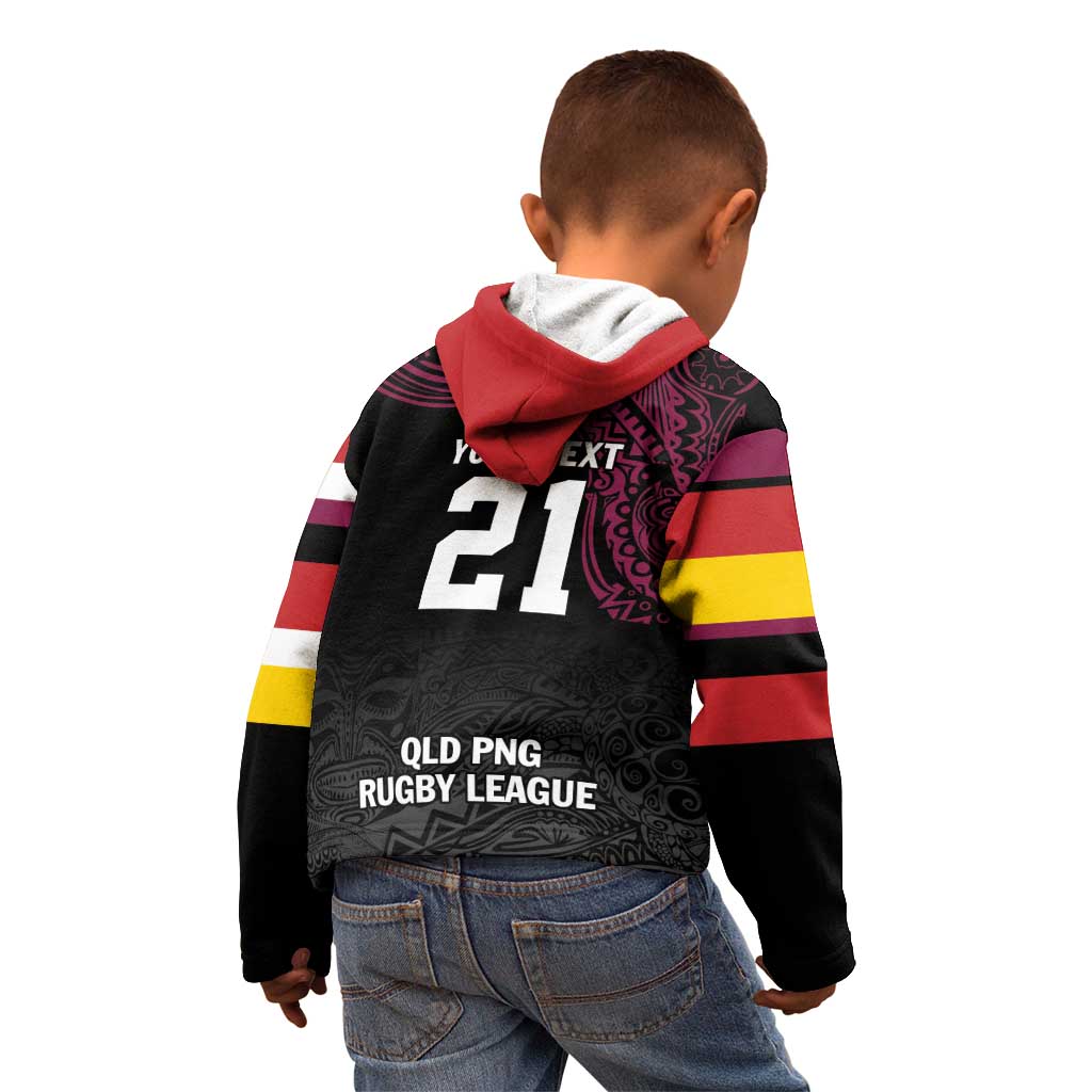 Queensland Papua New Guinea Custom Kid Hoodie All Black Pacific PNG Tribal Style LT9 - Polynesian Pride