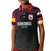 Queensland Papua New Guinea Custom Kid Polo Shirt All Black Pacific PNG Tribal Style LT9 Kid Black - Polynesian Pride