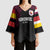Queensland Papua New Guinea Custom Kimono Sleeve Blouse All Black Pacific PNG Tribal Style - Polynesian Pride