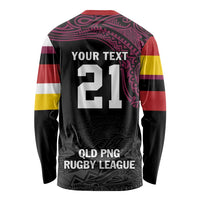 Queensland Papua New Guinea Custom Long Sleeve Shirt All Black Pacific PNG Tribal Style LT9 - Polynesian Pride