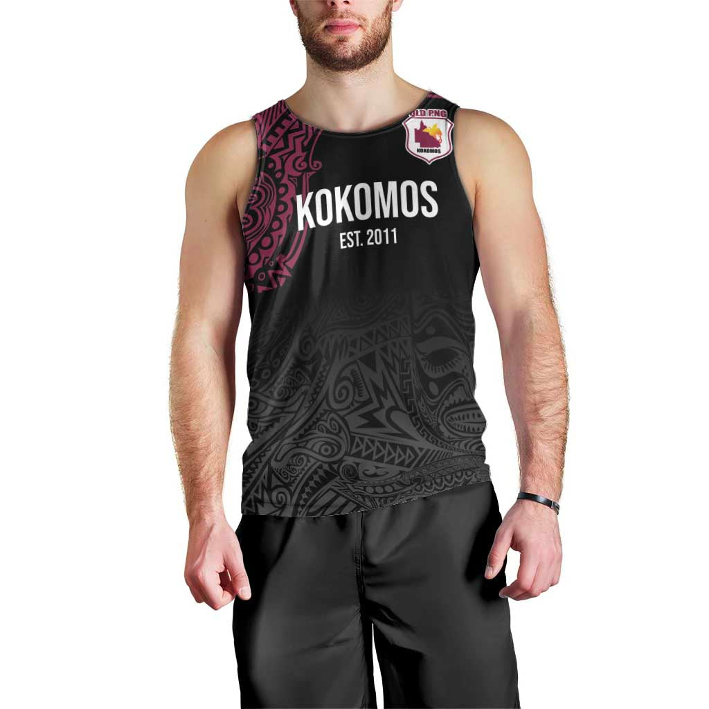 Queensland Papua New Guinea Custom Men Tank Top All Black Pacific PNG Tribal Style LT9 - Polynesian Pride