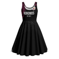 Queensland Papua New Guinea Custom Midi Dress All Black Pacific PNG Tribal Style LT9 Black - Polynesian Pride