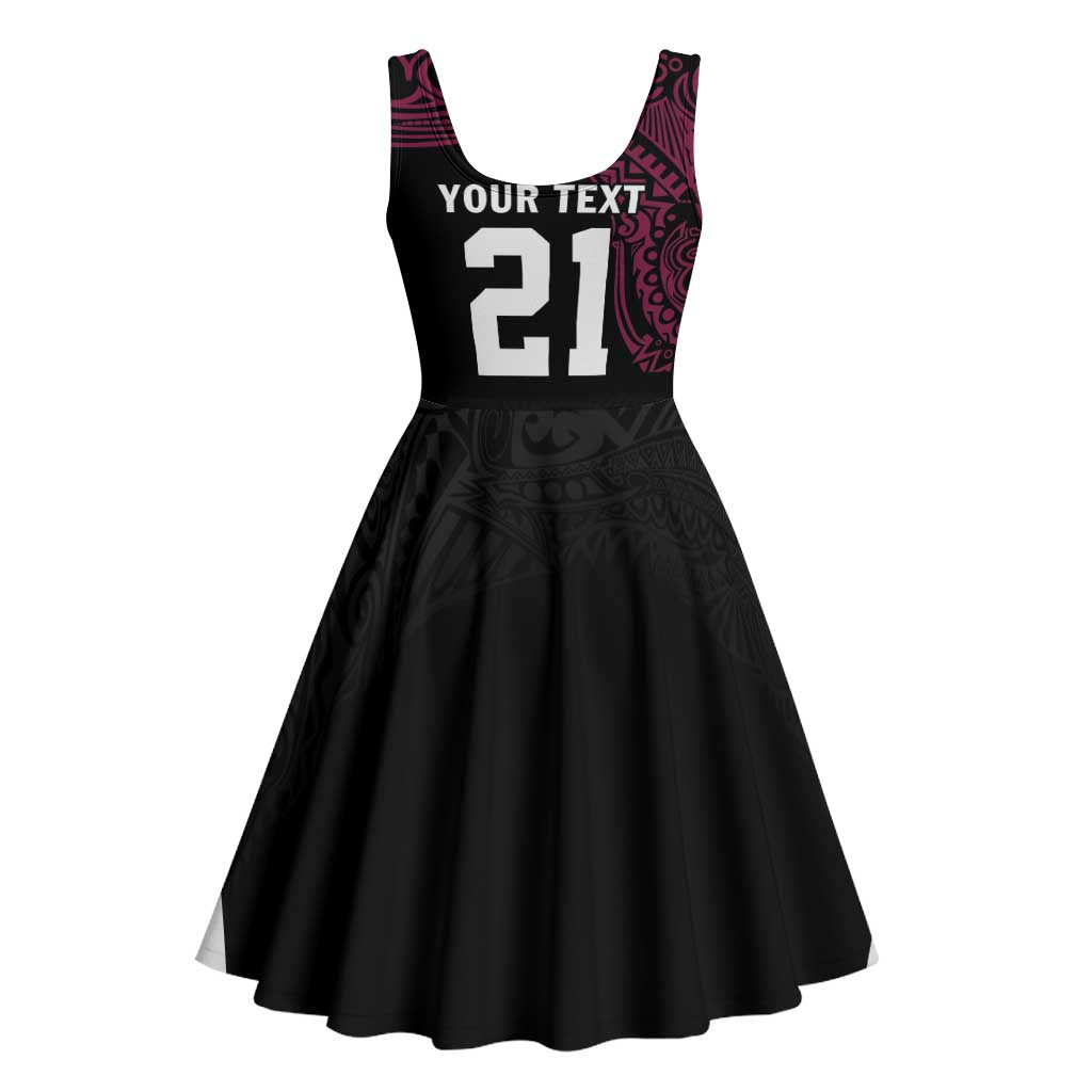 Queensland Papua New Guinea Custom Midi Dress All Black Pacific PNG Tribal Style LT9 - Polynesian Pride