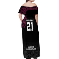 Queensland Papua New Guinea Custom Off Shoulder Maxi Dress All Black Pacific PNG Tribal Style LT9 - Polynesian Pride