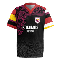 Queensland Papua New Guinea Custom Rugby Jersey All Black Pacific PNG Tribal Style LT9 Black - Polynesian Pride