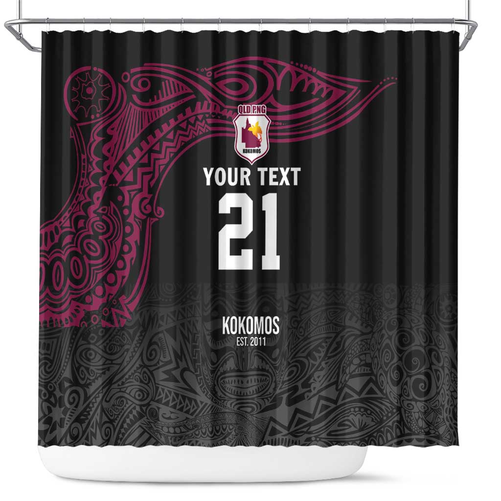 Queensland Papua New Guinea Custom Shower Curtain All Black Pacific PNG Tribal Style LT9 Black - Polynesian Pride