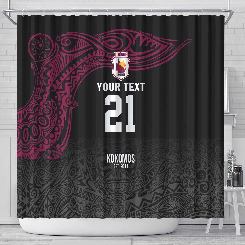 Queensland Papua New Guinea Custom Shower Curtain All Black Pacific PNG Tribal Style LT9 - Polynesian Pride