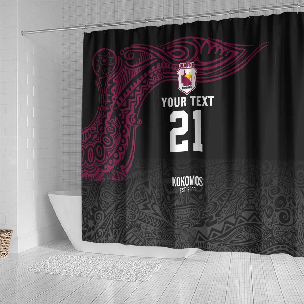 Queensland Papua New Guinea Custom Shower Curtain All Black Pacific PNG Tribal Style LT9 - Polynesian Pride