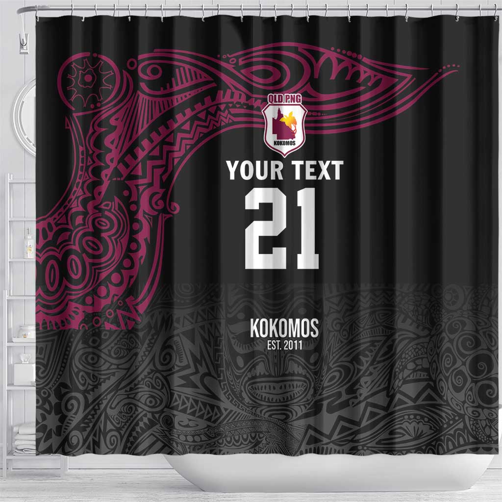 Queensland Papua New Guinea Custom Shower Curtain All Black Pacific PNG Tribal Style LT9 - Polynesian Pride