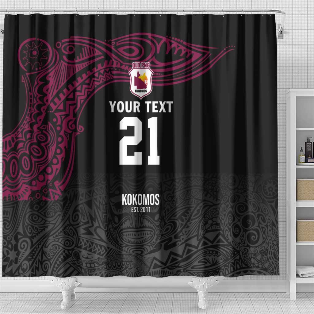 Queensland Papua New Guinea Custom Shower Curtain All Black Pacific PNG Tribal Style LT9 - Polynesian Pride