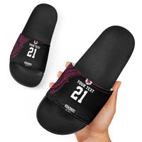 Queensland Papua New Guinea Custom Slide Sandals All Black Pacific PNG Tribal Style - Polynesian Pride