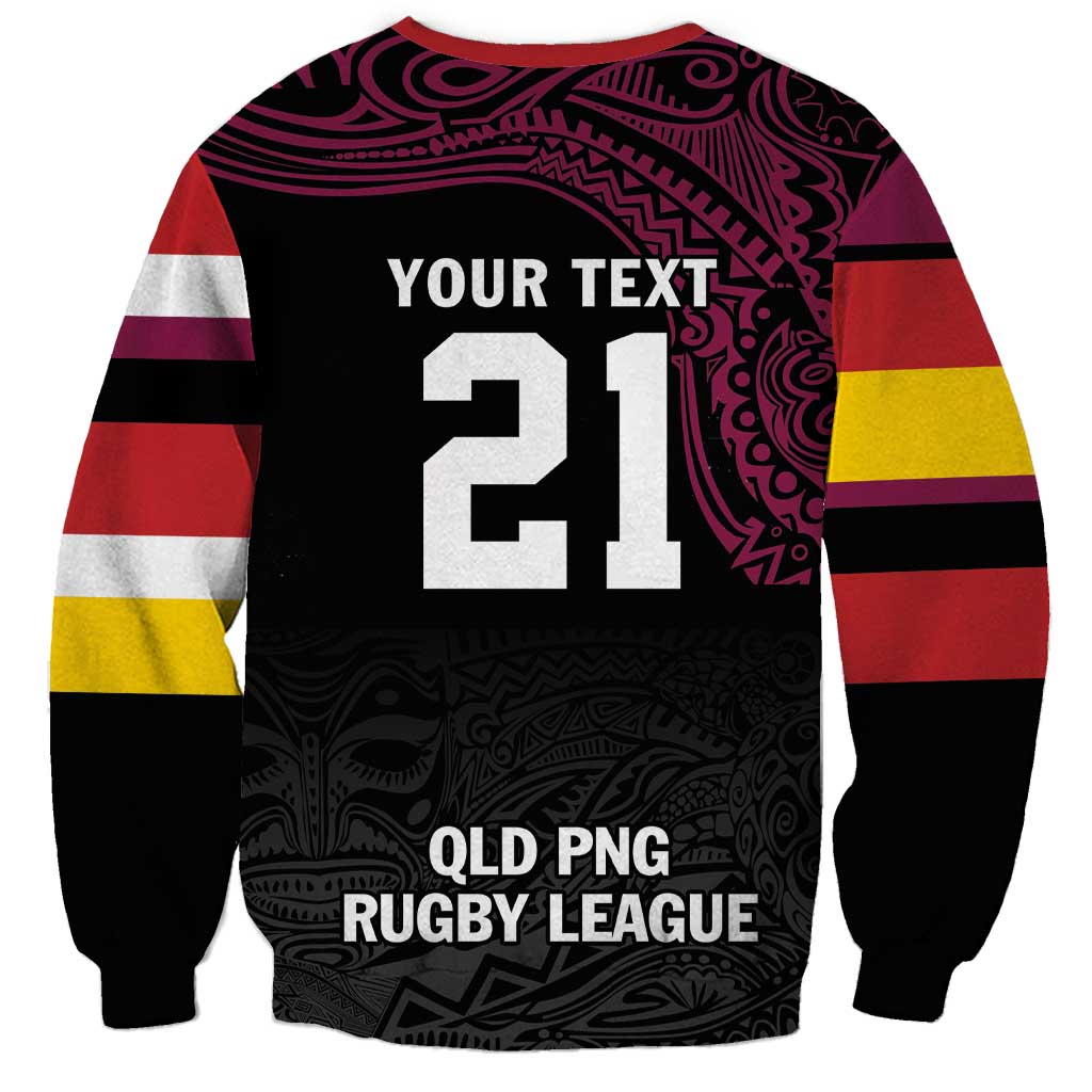 Queensland Papua New Guinea Custom Sweatshirt All Black Pacific PNG Tribal Style LT9 - Polynesian Pride