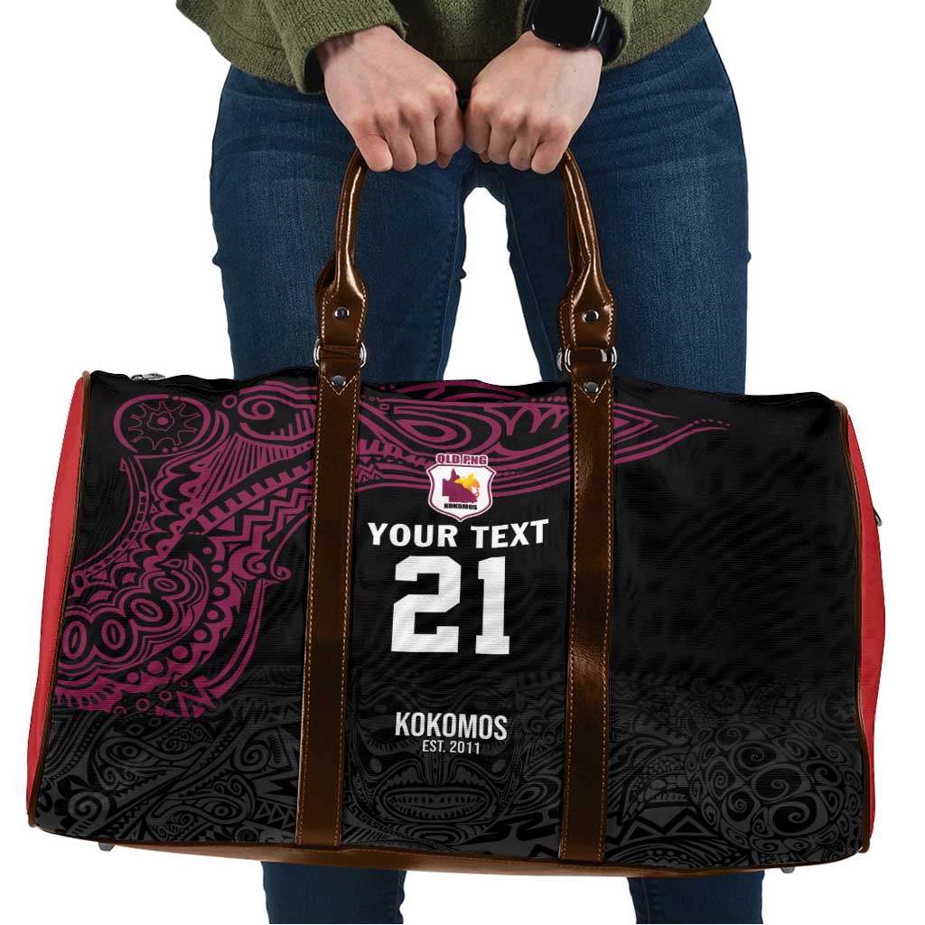 Queensland Papua New Guinea Custom Travel Bag All Black Pacific PNG Tribal Style - Polynesian Pride