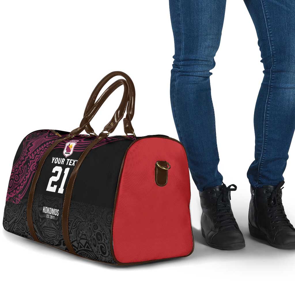 Queensland Papua New Guinea Custom Travel Bag All Black Pacific PNG Tribal Style LT9 - Polynesian Pride