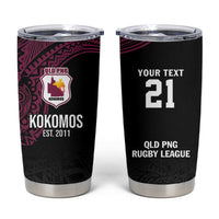 Queensland Papua New Guinea Custom Tumbler Cup All Black Pacific PNG Tribal Style LT9 Black - Polynesian Pride