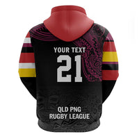 Queensland Papua New Guinea Custom Zip Hoodie All Black Pacific PNG Tribal Style LT9 - Polynesian Pride