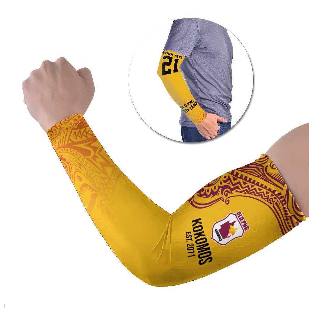 Queensland Papua New Guinea Custom Arm Sleeves All Gold Pacific PNG Tribal Style LT9 Set of 2 Gold - Polynesian Pride