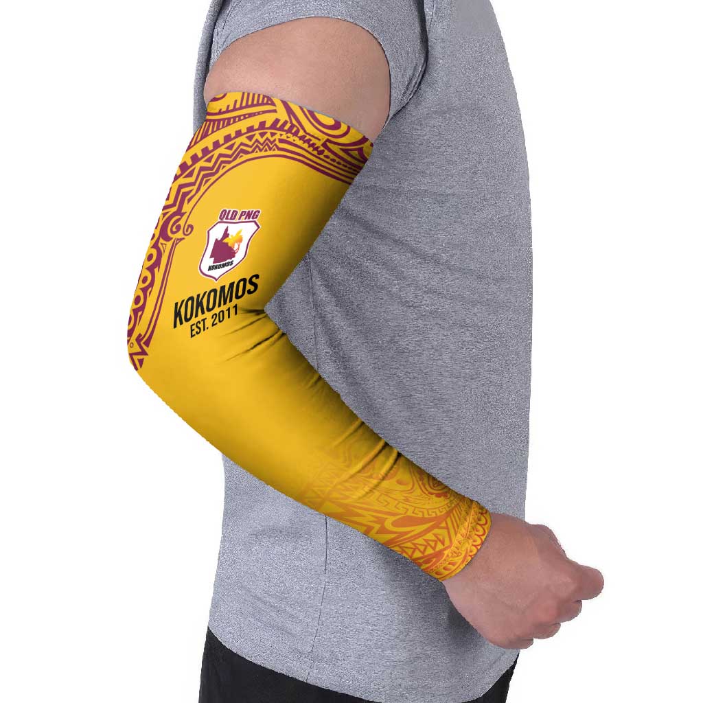 Queensland Papua New Guinea Custom Arm Sleeves All Gold Pacific PNG Tribal Style LT9 - Polynesian Pride