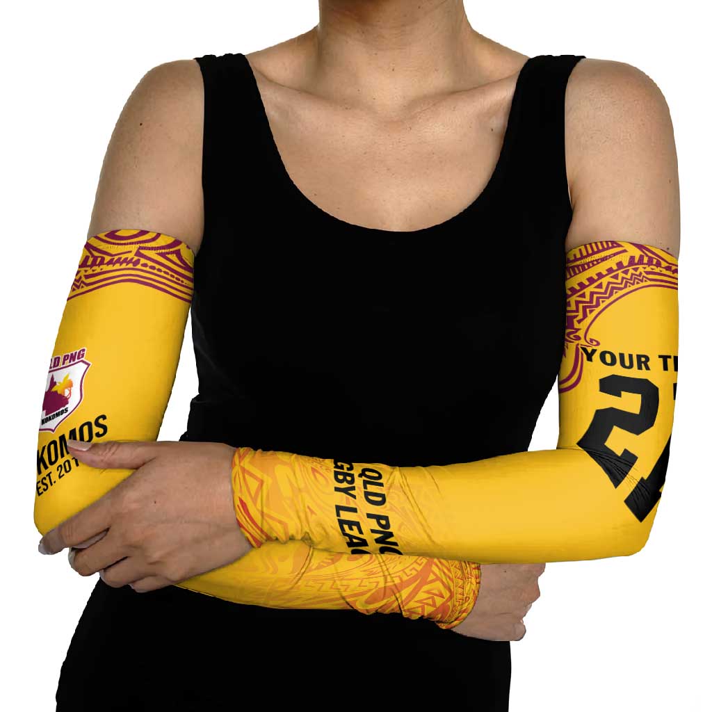 Queensland Papua New Guinea Custom Arm Sleeves All Gold Pacific PNG Tribal Style LT9 - Polynesian Pride