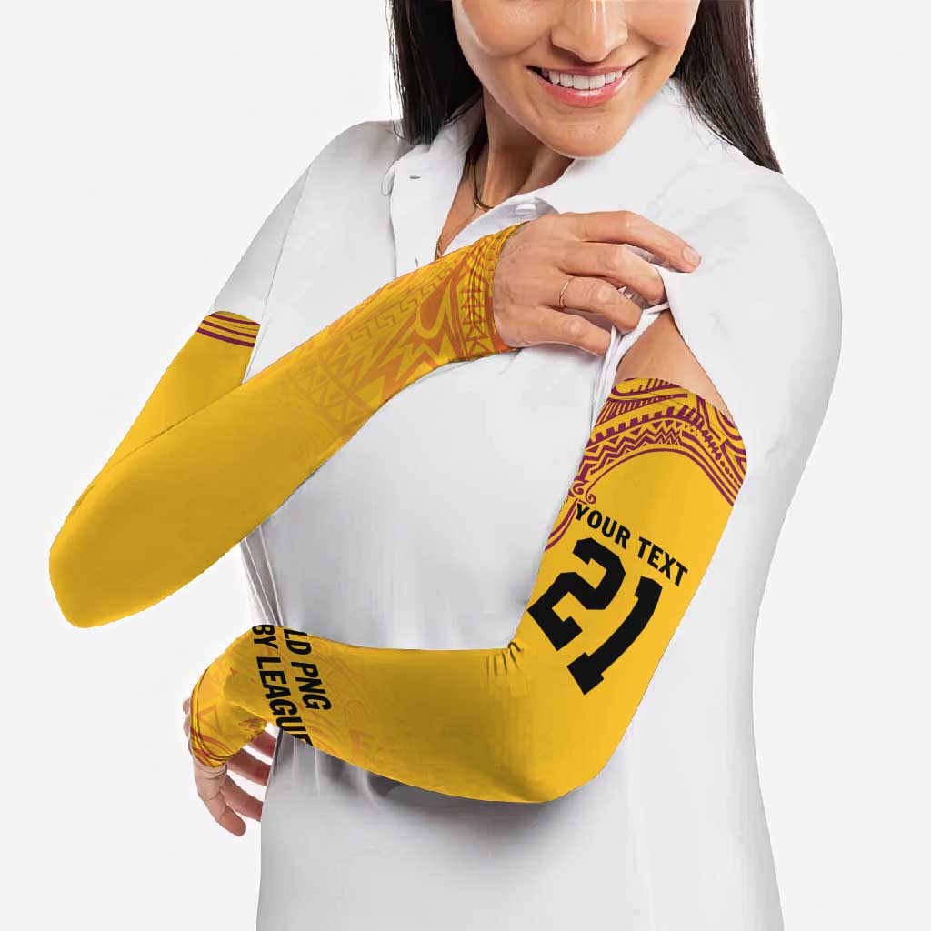 Queensland Papua New Guinea Custom Arm Sleeves All Gold Pacific PNG Tribal Style LT9 - Polynesian Pride