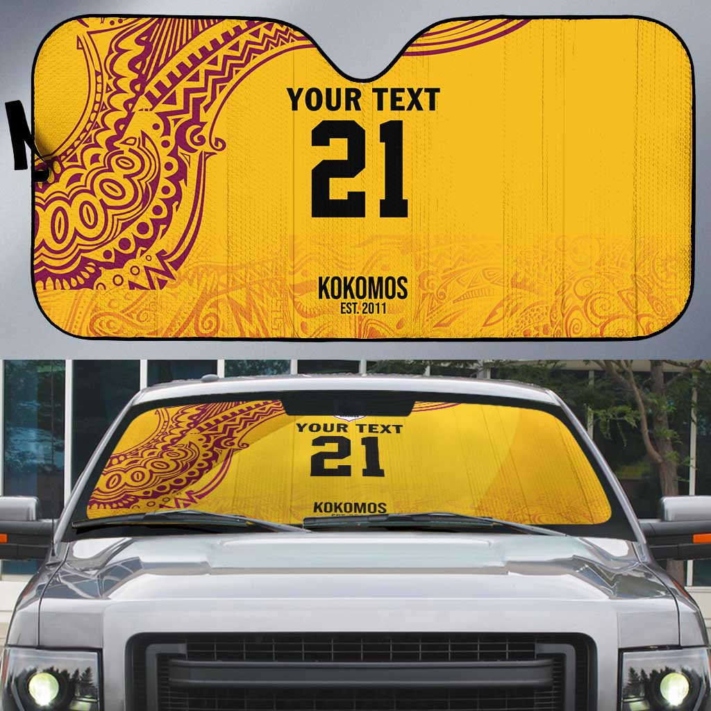 Queensland Papua New Guinea Custom Auto Sun Shade All Gold Pacific PNG Tribal Style LT9 Gold - Polynesian Pride