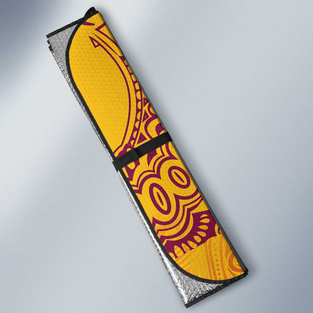 Queensland Papua New Guinea Custom Auto Sun Shade All Gold Pacific PNG Tribal Style LT9 - Polynesian Pride
