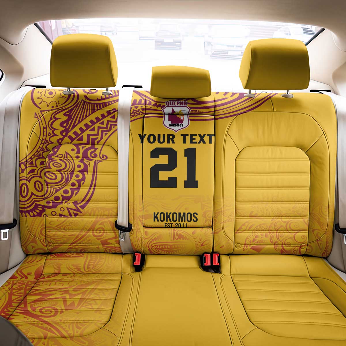Queensland Papua New Guinea Custom Back Car Seat Cover All Gold Pacific PNG Tribal Style LT9 - Polynesian Pride