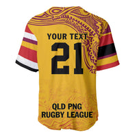 Queensland Papua New Guinea Custom Baseball Jersey All Gold Pacific PNG Tribal Style LT9 - Polynesian Pride