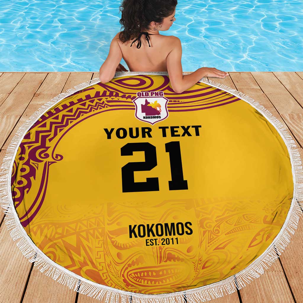 Queensland Papua New Guinea Custom Beach Blanket All Gold Pacific PNG Tribal Style