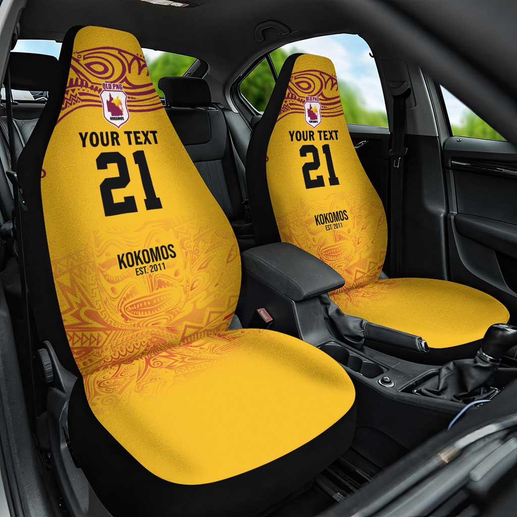 Queensland Papua New Guinea Custom Car Seat Cover All Gold Pacific PNG Tribal Style LT9 One Size Gold - Polynesian Pride