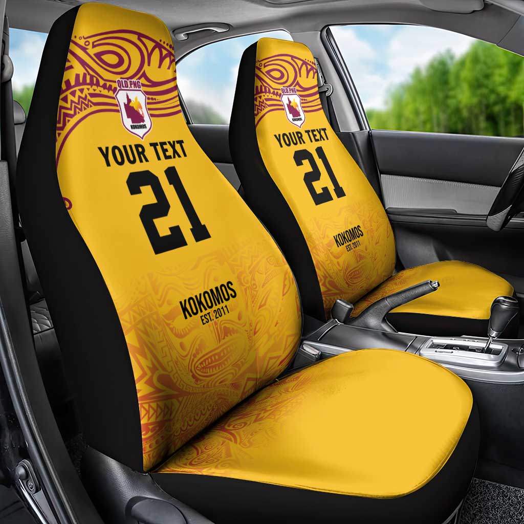 Queensland Papua New Guinea Custom Car Seat Cover All Gold Pacific PNG Tribal Style LT9 - Polynesian Pride