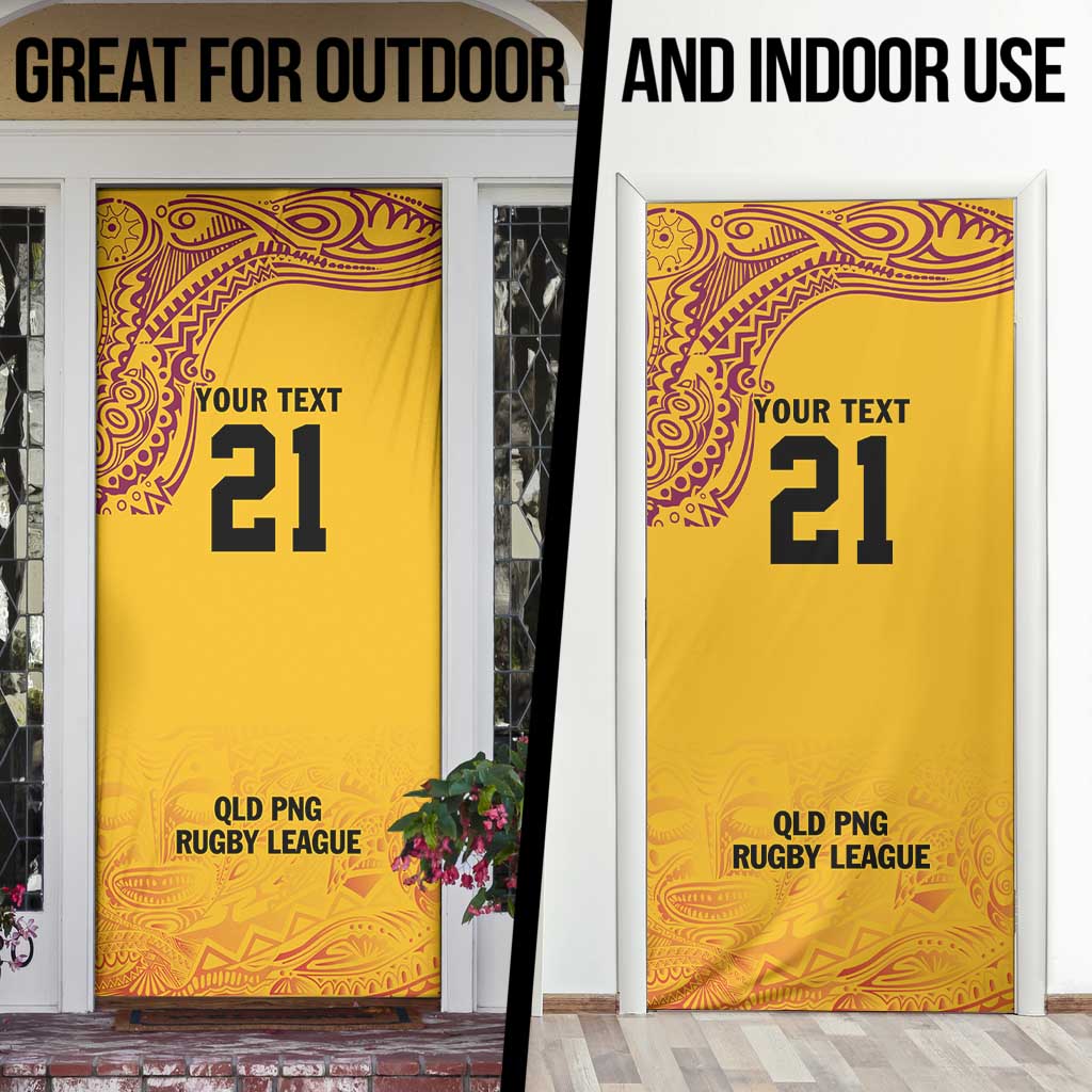 Queensland Papua New Guinea Custom Door Cover All Gold Pacific PNG Tribal Style LT9 - Polynesian Pride