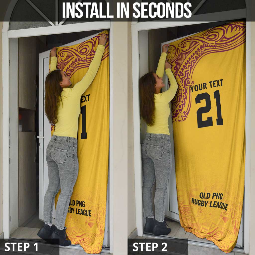 Queensland Papua New Guinea Custom Door Cover All Gold Pacific PNG Tribal Style LT9 - Polynesian Pride