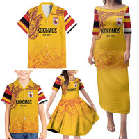 Queensland Papua New Guinea Custom Family Matching Puletasi and Hawaiian Shirt All Gold Pacific PNG Tribal Style LT9 - Polynesian Pride