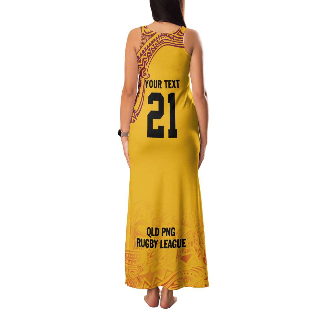 Queensland Papua New Guinea Custom Family Matching Tank Maxi Dress and Hawaiian Shirt All Gold Pacific PNG Tribal Style LT9 - Polynesian Pride