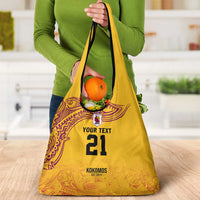 Queensland Papua New Guinea Custom Grocery Bag All Gold Pacific PNG Tribal Style LT9 - Polynesian Pride