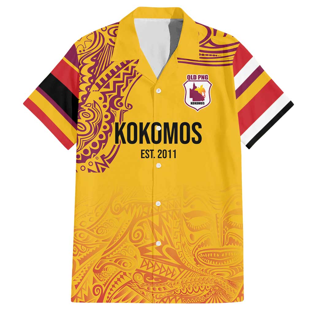 Queensland Papua New Guinea Custom Hawaiian Shirt All Gold Pacific PNG Tribal Style LT9 Gold - Polynesian Pride
