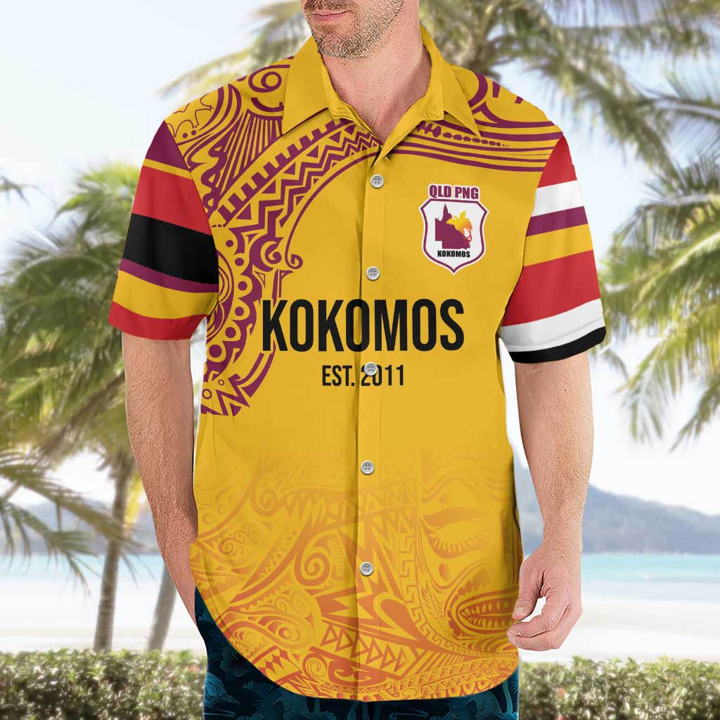 Queensland Papua New Guinea Custom Hawaiian Shirt All Gold Pacific PNG Tribal Style LT9 - Polynesian Pride