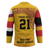 Queensland Papua New Guinea Custom Hockey Jersey All Gold Pacific PNG Tribal Style LT9 - Polynesian Pride