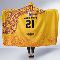 Queensland Papua New Guinea Custom Hooded Blanket All Gold Pacific PNG Tribal Style LT9 One Size Gold - Polynesian Pride