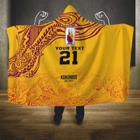 Queensland Papua New Guinea Custom Hooded Blanket All Gold Pacific PNG Tribal Style LT9 - Polynesian Pride