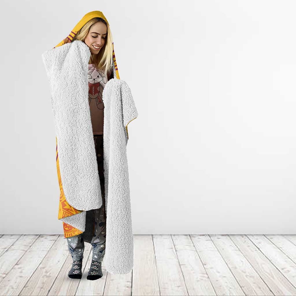 Queensland Papua New Guinea Custom Hooded Blanket All Gold Pacific PNG Tribal Style LT9 - Polynesian Pride