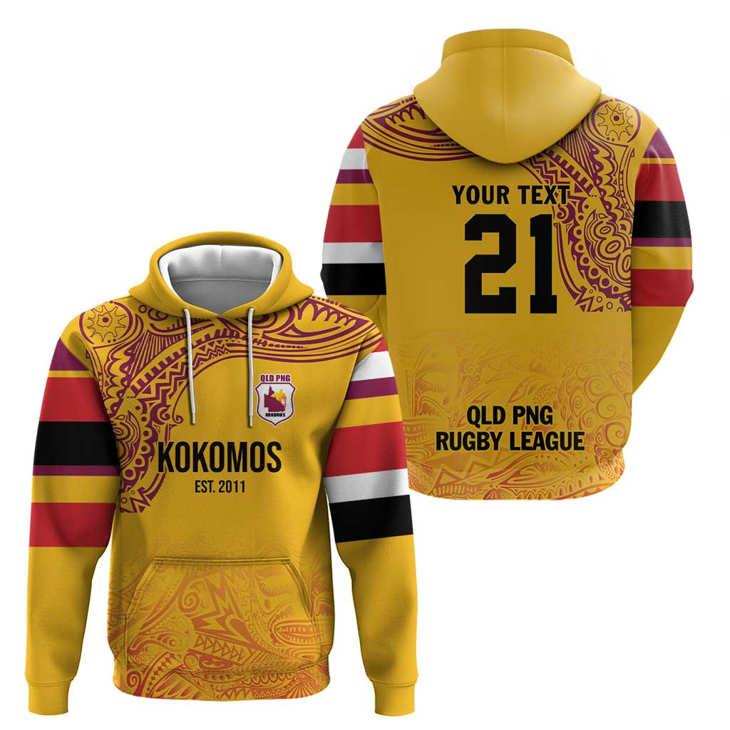 Queensland Papua New Guinea Custom Hoodie All Gold Pacific PNG Tribal Style LT9 - Polynesian Pride