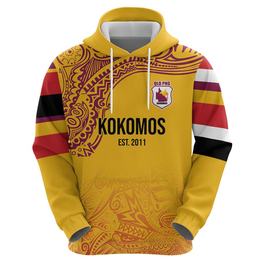 Queensland Papua New Guinea Custom Hoodie All Gold Pacific PNG Tribal Style LT9 - Polynesian Pride