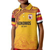 Queensland Papua New Guinea Custom Kid Polo Shirt All Gold Pacific PNG Tribal Style LT9 Kid Gold - Polynesian Pride