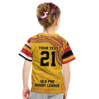 Queensland Papua New Guinea Custom Kid T Shirt All Gold Pacific PNG Tribal Style LT9 - Polynesian Pride