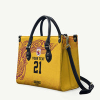 Queensland Papua New Guinea Custom Leather Bag All Gold Pacific PNG Tribal Style LT9 Gold - Polynesian Pride